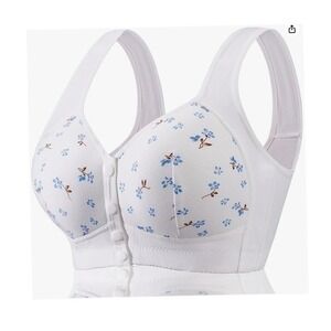 Daisy Bra Women Front Snap Closure Padded Bra Older Senior Wireless Comfort EUC